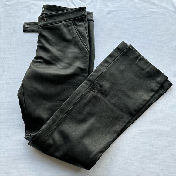 Womens Joseph‎ Israel black 100% stretch leather pants size 4 - Picture 1 of 4